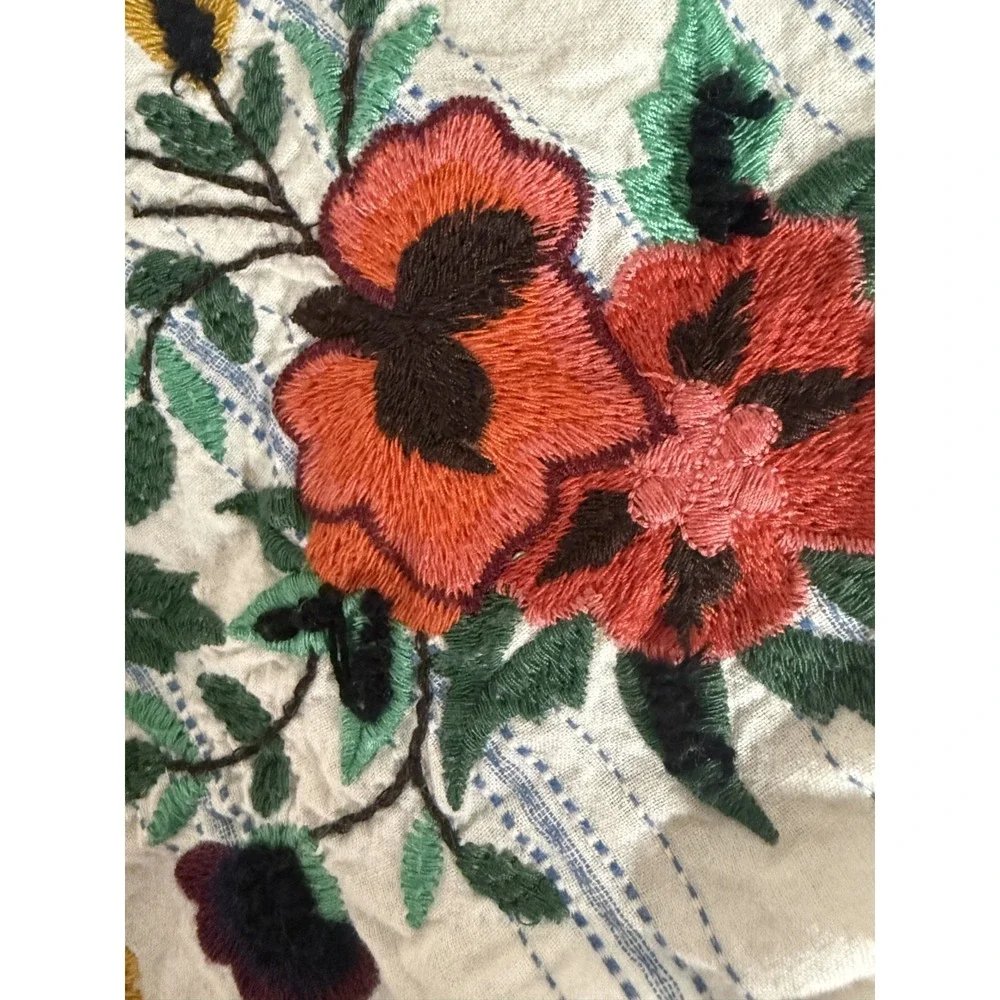 TRF Collection Women's XS Floral Embroidery Off-The-Shoulder Short-Sleeve Dress - Picture 11 of 12